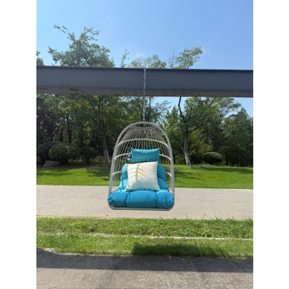 Outdoor garden rattan egg swing chair hanging chair PE hanging chair blue