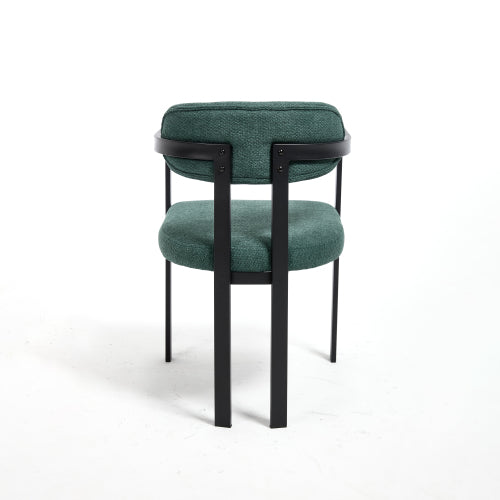 Modern Boucle Dining Chairs Set of 2, Mid-Century Upholstered Side Chairs with Black Metal Legs