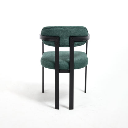 Modern Boucle Dining Chairs Set of 2, Mid-Century Upholstered Side Chairs with Black Metal Legs