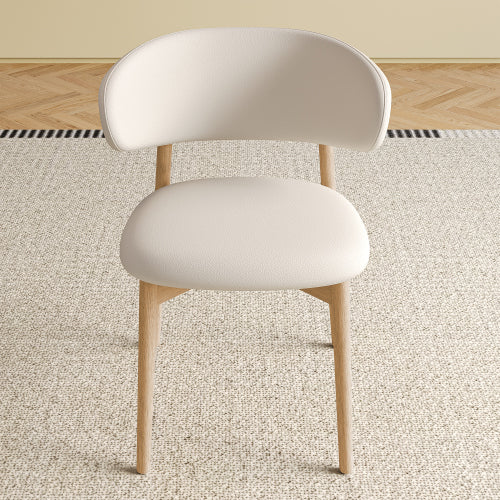 Set of 2 Natural Oak Mid-Century Dining Chairs, Minimalist Solid Wood Side Chairs Easy Assembly