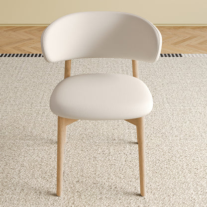 Set of 2 Natural Oak Mid-Century Dining Chairs, Minimalist Solid Wood Side Chairs Easy Assembly