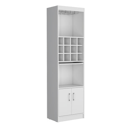 Bar Cabinet 5-Tier, Wine Cabinet, Liquor Cabinet, 12 Bottle Cubbies, 5 Shelves, White