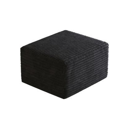Black Plush Corduroy Sofa Ottoman with No Assembly Design