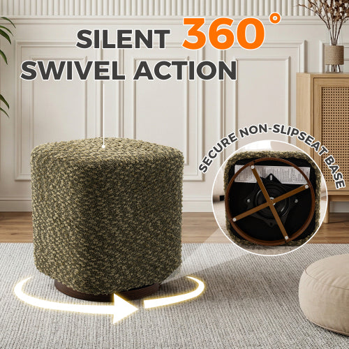 Ottoman Swivel Stool with Upholstered Seat, 360¡ã Vanity Chair Accent Furniture
