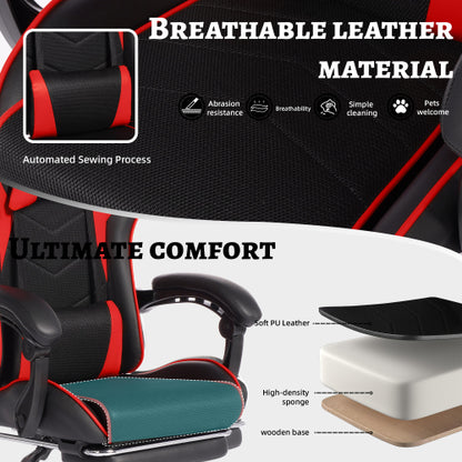 E-sports Gaming Chair Sports Car Driving Seat PU Material Moulded Sponge Comfortable and Safe With Massage Red
