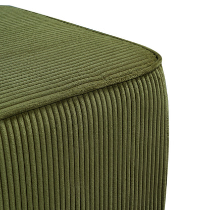 Square Corduroy Ottoman with Foam Padding, Olive Green