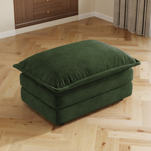 Green Chenille Modular Sectional Sofa Ottoman with Solid Wood Frame