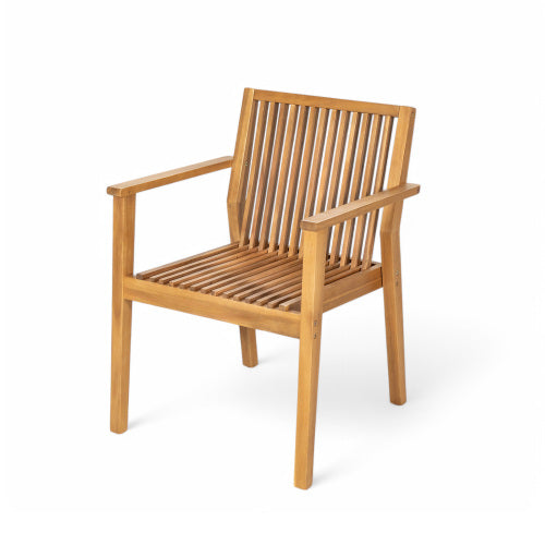 Patio Dining Chair Set of 2 - Sturdy Acacia Wood, Comfortable Waterproof Seating, 400 lbs Capacity, Natural Color Frame