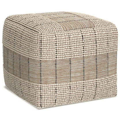 18 Inch Jute Cotton Pouf Ottoman Handwoven Footrest Accent Seat