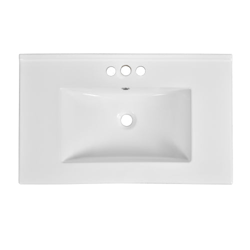 30'' Bathroom Vanity with Ceramic Sink Combo,Solid Wood Frame Bathroom Storage Cabinet, Freestanding Vanity Set with 3 Drawers& Soft Closing Doors