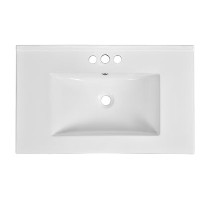 30'' Bathroom Vanity with Ceramic Sink Combo,Solid Wood Frame Bathroom Storage Cabinet, Freestanding Vanity Set with 3 Drawers& Soft Closing Doors