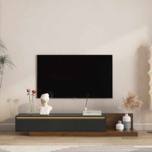 Modern Wooden LED TV Stand 16 RGB Light Modes Large Storage Media Console for Living Bedroom