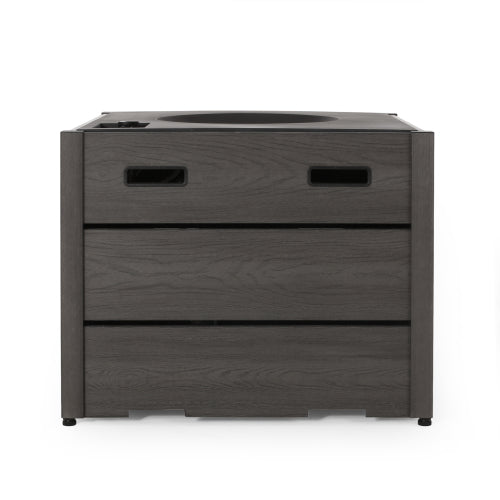 Outdoor 31" WPC Base Square Propane Fire Pit - 40,000 BTU, Grey