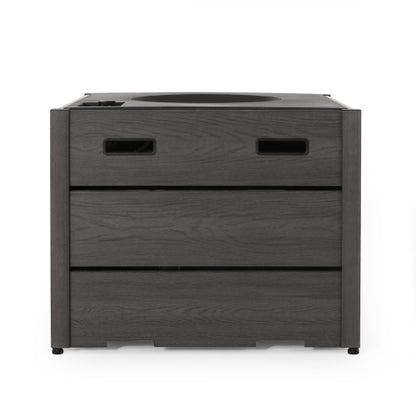 Outdoor 31" WPC Base Square Propane Fire Pit - 40,000 BTU, Grey