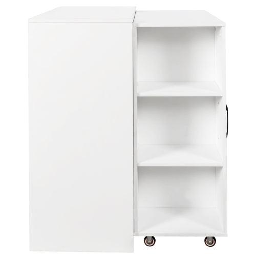 3-Tier Freestanding Pull-Out Door Mobile Bookcase Multi-Grid Storage Cabinet with Universal Wheels