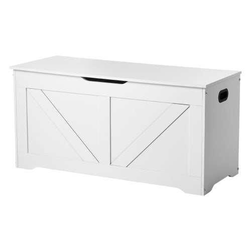 Kids Storage Bench, Wooden Toy Box Chest, Large Storage Cabinet with Safety Hinge, Toddlers Storage Bench for Playroom, Living Room or Entryway, Easy Assembly, 38.98 x 15.55 x 18.9 in, White