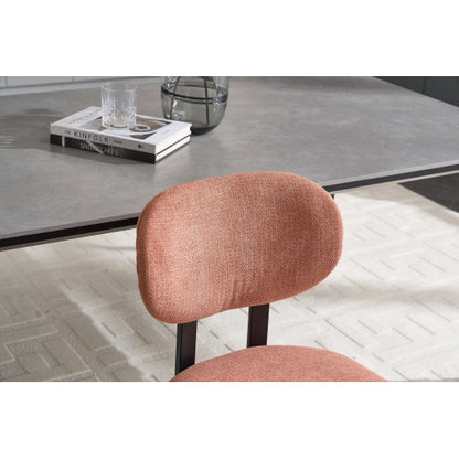 Set of 2 Mid-Century Boucle Upholstered Dining Chairs, Curved Backrest