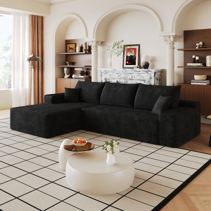 107 inch  Black L-Shape Chaise Cloud Modular Sectional Sofa, No Assembly