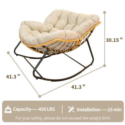 Outdoor Rocking Chair, Patio Egg Rocking Chair, Indoor Papasan Chair, Rattan Wicker Lounge Chair