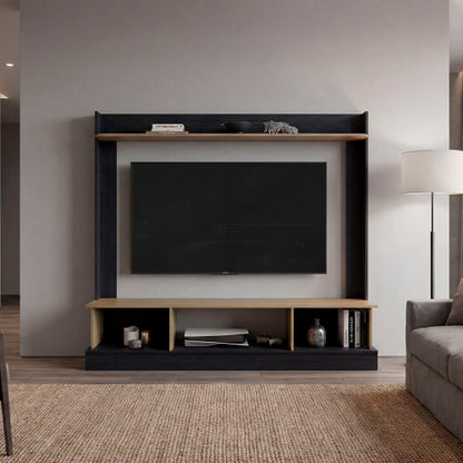 Berea 65" TV Entertainment Center Modern Media Console with Storage for Gaming & wenge and natural oak