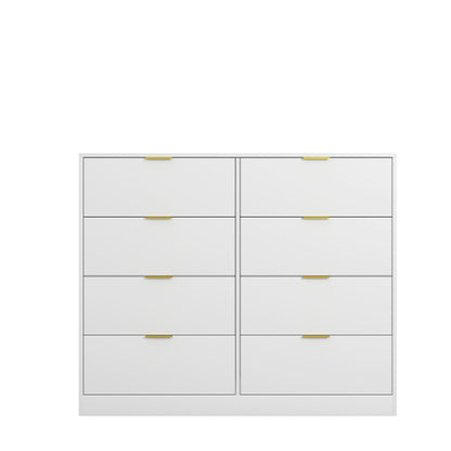 8 Drawers Dresser for Bedroom, Wood Bedroom Dresser Modern Drawer Chest, 8 Chest of Drawer, Tall Dresser for Closet, Dressers Organizer for Living Room, Closet, Hallway White
