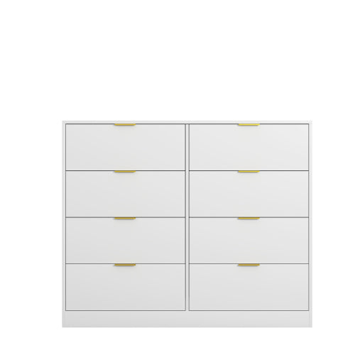 8 Drawers Dresser for Bedroom, Wood Bedroom Dresser Modern Drawer Chest, 8 Chest of Drawer, Tall Dresser for Closet, Dressers Organizer for Living Room, Closet, Hallway White