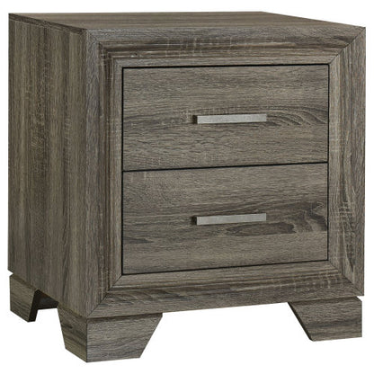 Brown Oak 2-Drawer Transitional Nightstand, Engineered Wood