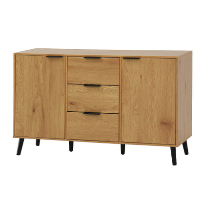 Natural Wood Sideboard Buffet Cabinet with 3 Drawers