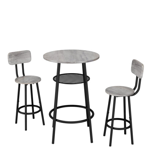 3 Pieces Round Bar Table Set, with backrest and partition,Small Dining Table for 2, Breakfast Table 2 Stools for Kitchen, Dining Room