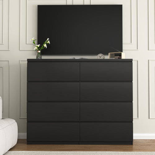 8 Drawers Dresser for Bedroom, Wood Bedroom Dresser Modern Drawer Chest, 8 Chest of Drawer, Tall Dresser for Closet, Dressers Organizer for Living Room, Closet,Black