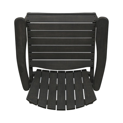 Outdoor Weather Resistant Acacia Wood  Dining Chairs (Set of 2), Dark Gray Finish