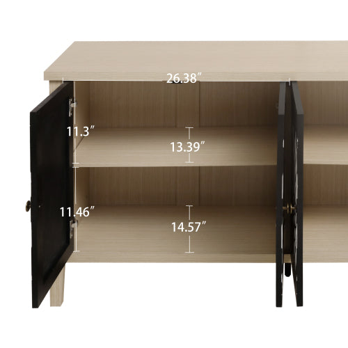 4 Doors Modern Wood Grain Sideboard Adjustable Shelf Storage Cabinet With Anti-Tipping Device For Home