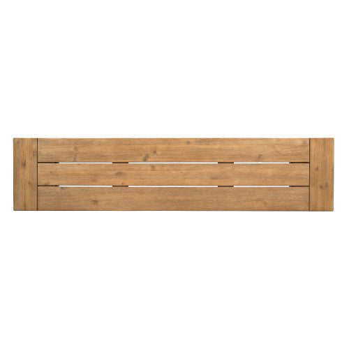 Outdoor Bench with Slat Panel Design and Acacia Wood Frame(Set of 2), Natural and Grey