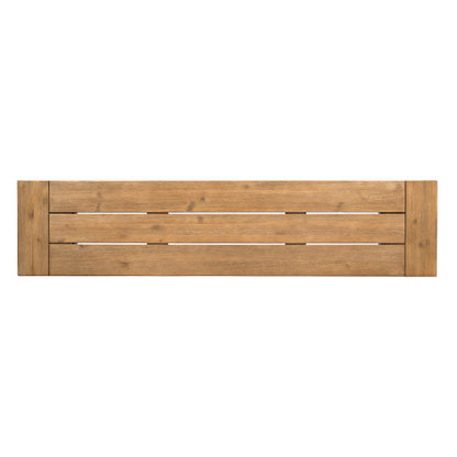 Outdoor Bench with Slat Panel Design and Acacia Wood Frame(Set of 2), Natural and Grey