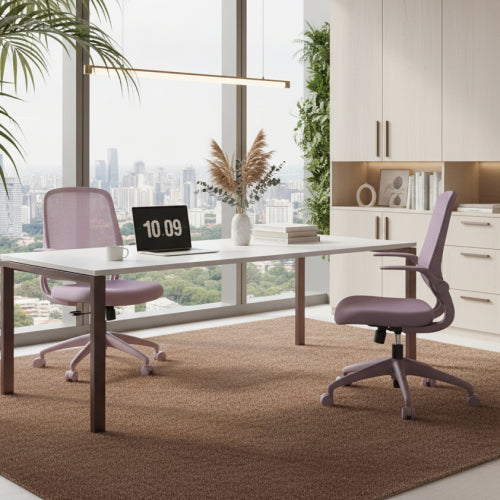 Ergonomic Color Office Chair 300lb (About 149.7kg), Home Office, Mesh Back, Integrated Molded Foam, Comfortable Sitting, Flipping Armrest, Fireproof, Rotating, Lifting Multifunctional Chair (Purple)