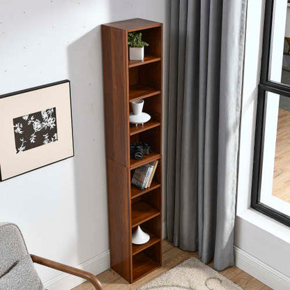 70.9 Inch 8-Tier Detachable Adjustable Slim Media Storage Tower Home Narrow Bookcase