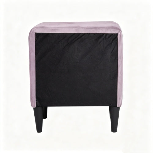 Light Pink Velvet 2-Drawer Upholstered Nightstand, 20inchW, Black Tapered Legs