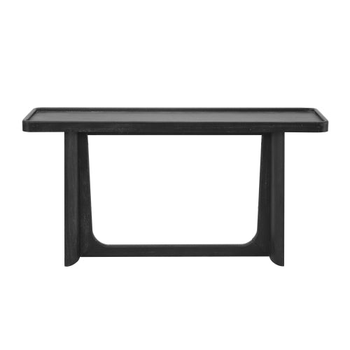 Farmhouse Console Table with Tray Top Design, Solid Wood Frame for Entryway, Living Room or Sofa Back, Black