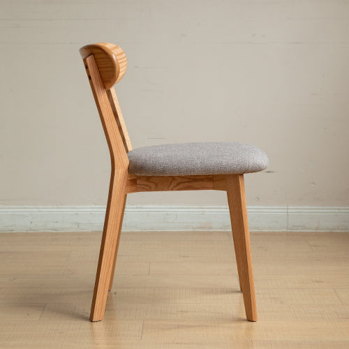 Set of 2 Natural Tone FAS Grade Oak Upholstered Dining Chairs, Removable Washable Cushion 47.5¡Á55.5¡Á78cm