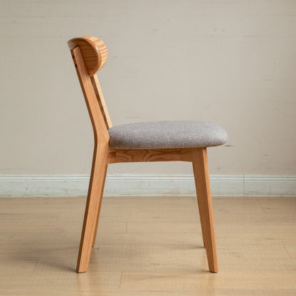 Set of 2 Natural Tone FAS Grade Oak Upholstered Dining Chairs, Removable Washable Cushion 47.5¡Á55.5¡Á78cm