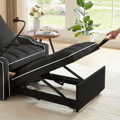 Black 3-in-1 Convertible Sleeper Chair with USB-C & Phone Holder