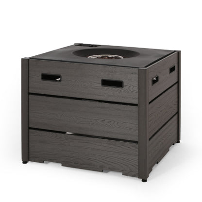 Outdoor 31" WPC Base Square Propane Fire Pit - 40,000 BTU, Grey
