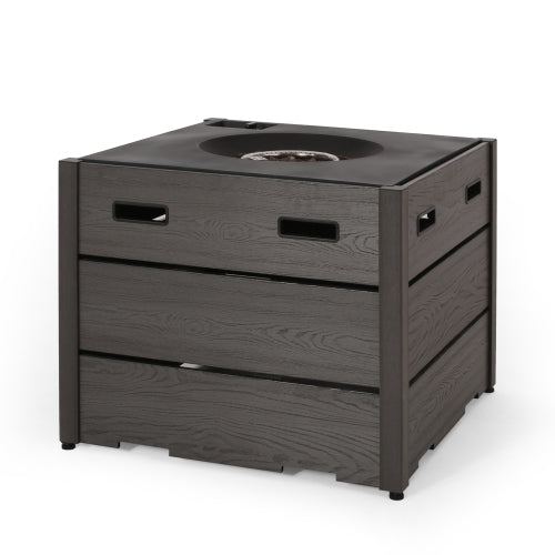 Outdoor 31" WPC Base Square Propane Fire Pit - 40,000 BTU, Grey