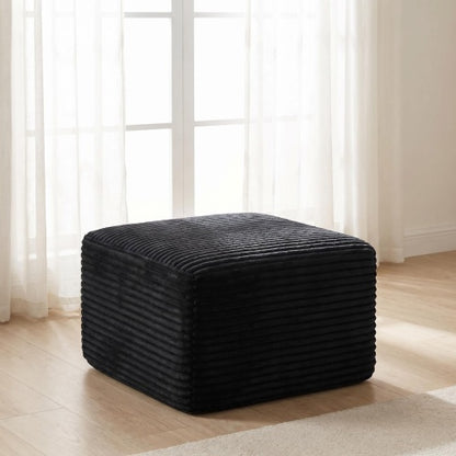 37.5 Inch Square Corduroy Upholstered Ottoman, Soft Padded Multi-Use Foot Stool for Living Room Decor