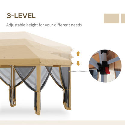 Outsunny 10' x 20' Pop Up Canopy Tent with Netting, Heavy Duty Instant Sun Shelter, Large Tents for Parties with Carry Bag for Outdoor, Garden, Patio, Beige