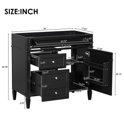 36'' Bathroom Vanity with Top Sink, Modern Bathroom Storage Cabinet with 2 Drawers and a Tip-out Drawer, Single Sink Bathroom Vanity