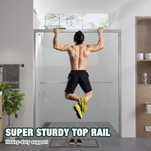 56-60"x74" Aluminum Frame Double Sliding Shower Door,Bypass Bathroom Sliding Door with Premium 1/4" (6mm) Clear Tempered Glass, Chrome Hardware Sliding Glass Shower Enclosure,Chrome Finished