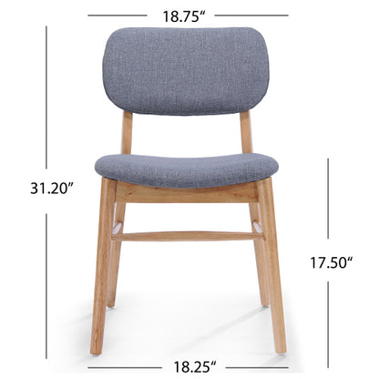 Set of 2 Natural & Gray Mid-Century Rubberwood Dining Chairs, Splayed Legs 300lbs Weight Capacity