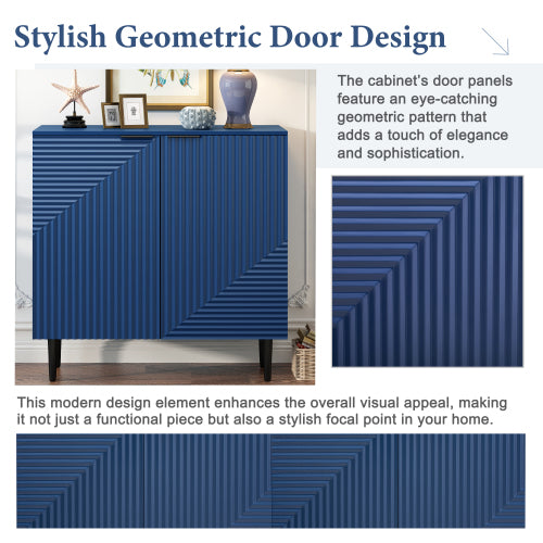 Modern Geometric Door Side Cabinet Home Accent Storage Cabinet With Metal Legs Adjustable Shelf & Anti-Tipping Device