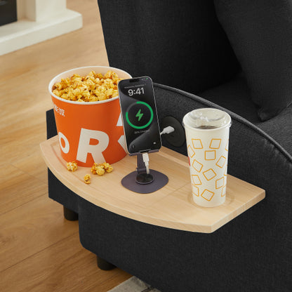 Black 3-in-1 Convertible Sleeper Chair,USB-C,Foldable Side Table